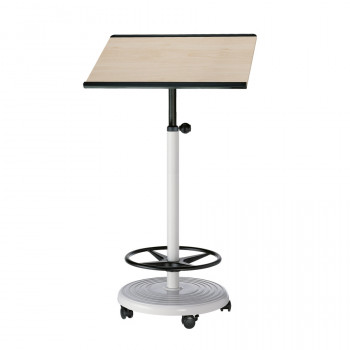 officeplus Stehpult Rolls Comfort, Gestell lichtgrau, höhenverstellbar, auf Rollen, kippsicher, Tischplatte halbrund oder rechteckig, Dekor wählbar